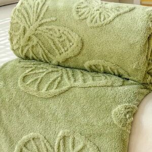Whimsical Butterfly Plush Blanket King Olive Green